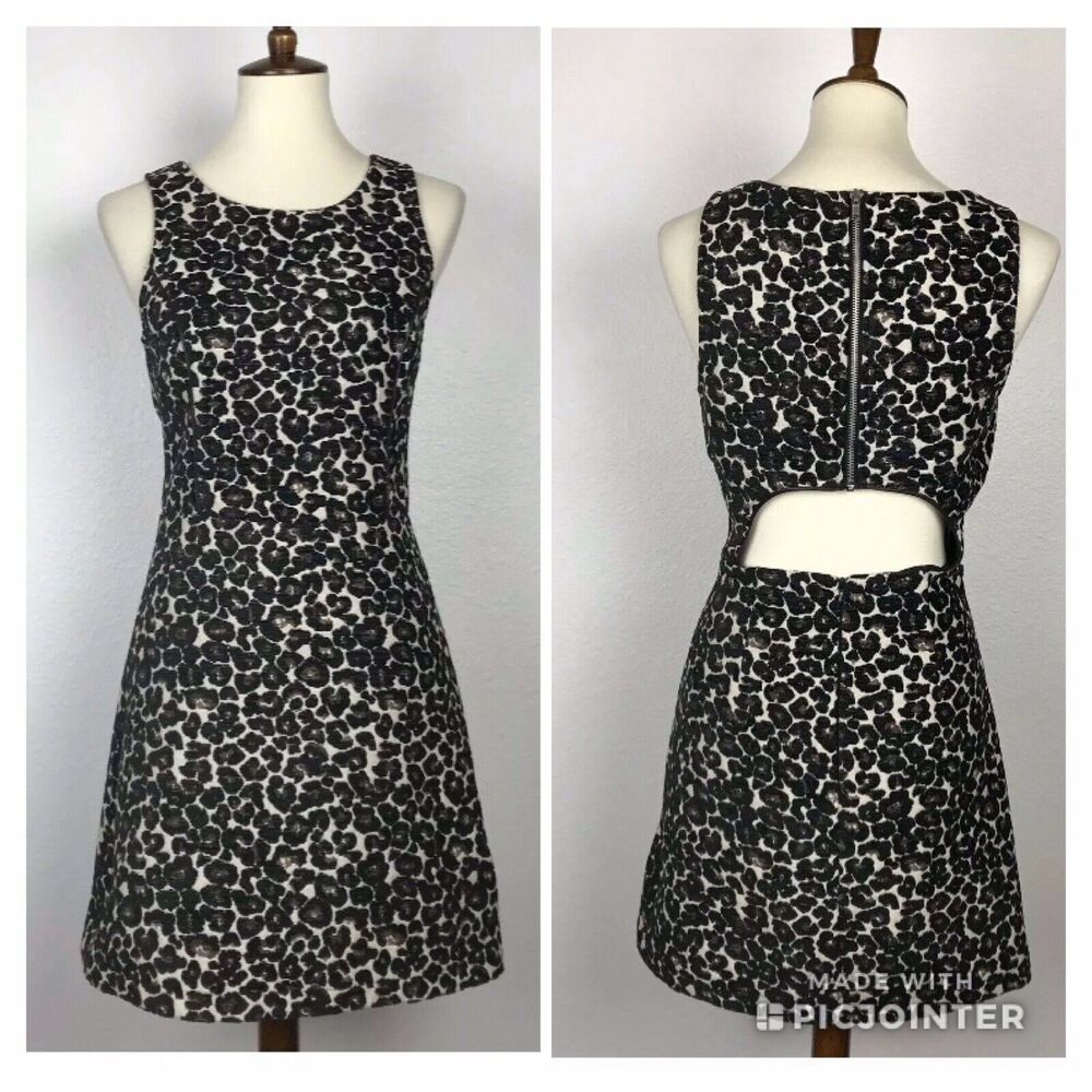Felicity & Coco Dress Mini A-Line Leopard Print Cut Out Retro Mod Indie